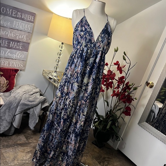 America & Beyond Dresses & Skirts - America & Beyond Shimmering Snakeskin Print Spaghetti Strap Maxi Dress